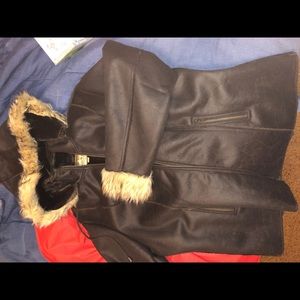 Leather fur XXL coat